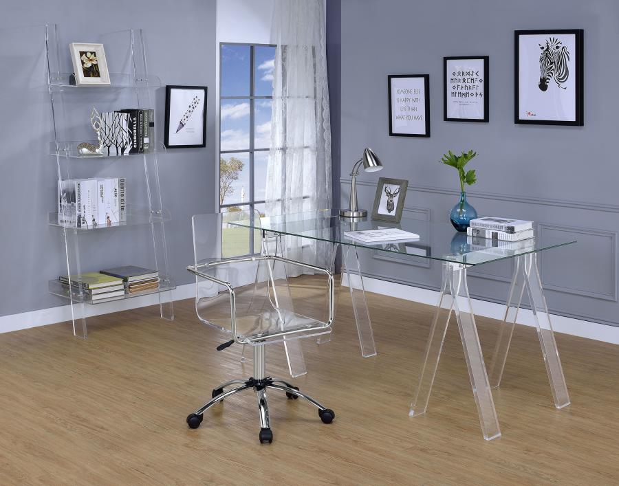 Amaturo 72-inch 4-shelf Acrylic Ladder Bookshelf Clear view 9