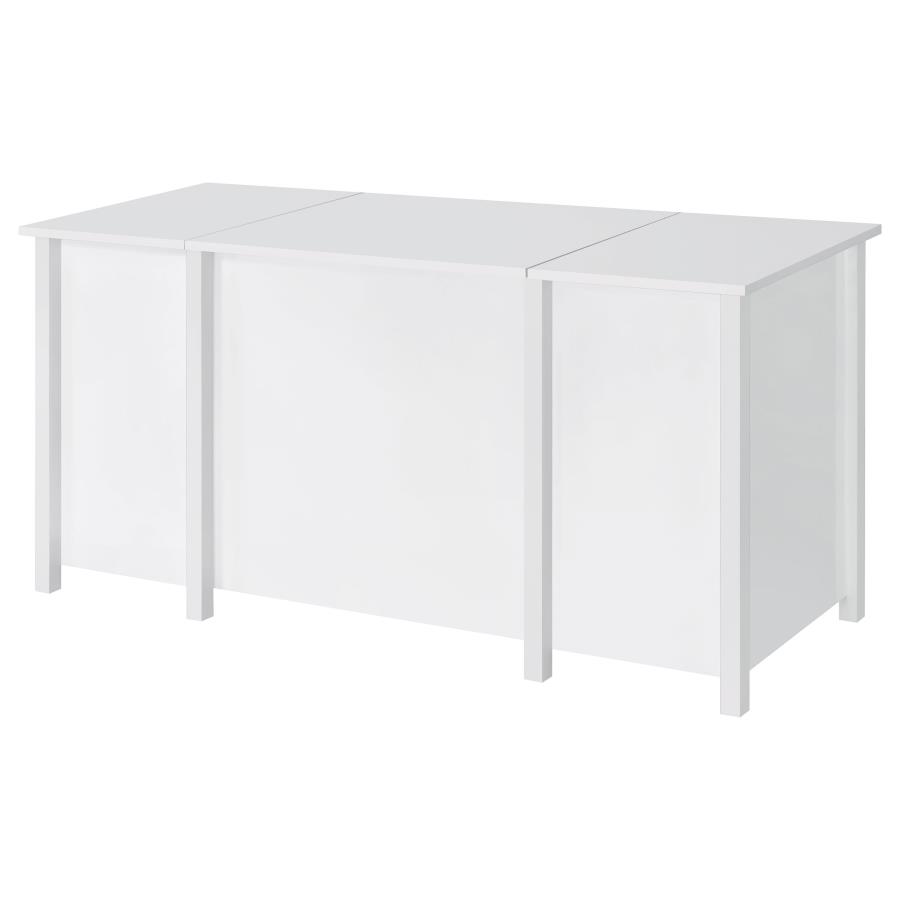 Dylan 60-inch 4-drawer Lift Top Office Desk White High Gloss view 9