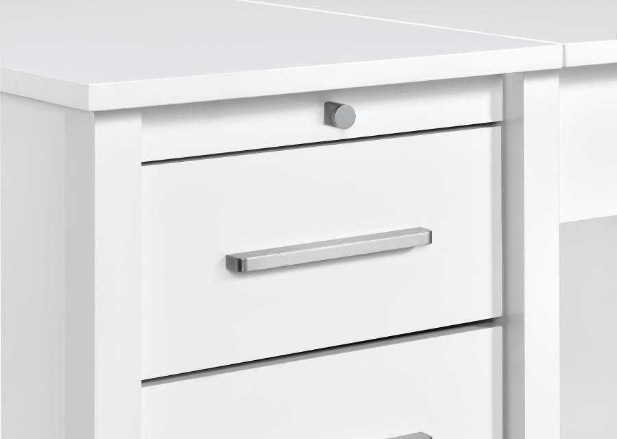 Dylan 60-inch 4-drawer Lift Top Office Desk White High Gloss view 12