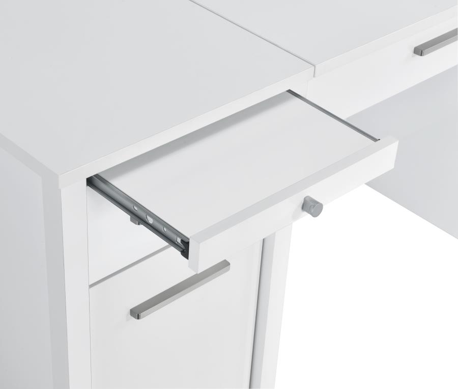 Dylan 60-inch 4-drawer Lift Top Office Desk White High Gloss view 13