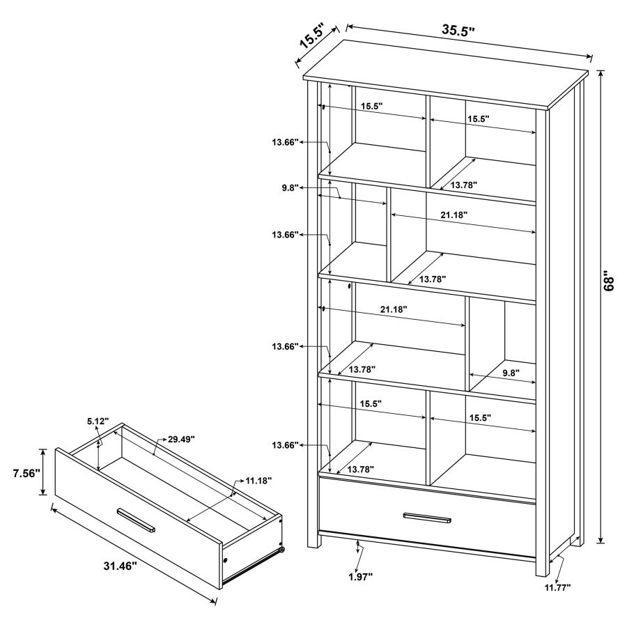 Dylan 68-inch 4-shelf Storage Bookshelf White High Gloss view 8