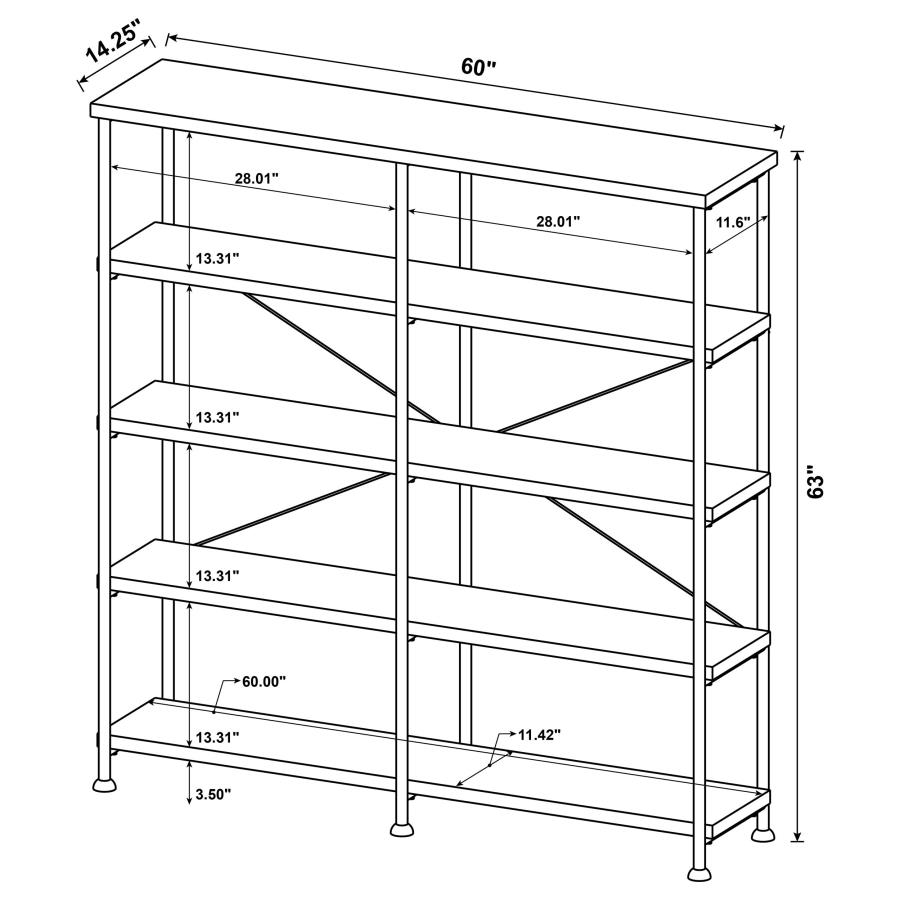 Analiese 63-inch 4-shelf Double Bookshelf Mango view 10