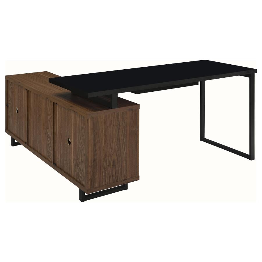 Maddox 60-inch L-Shape Office Computer Desk Black and Walnut view 8