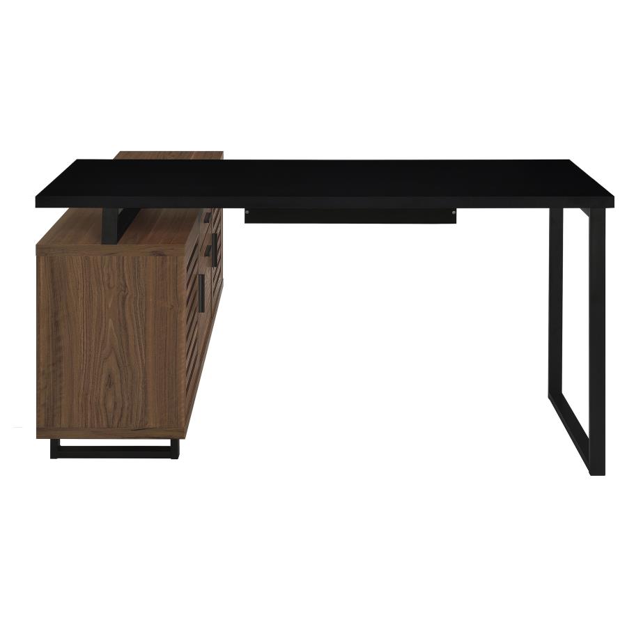 Maddox 60-inch L-Shape Office Computer Desk Black and Walnut view 9