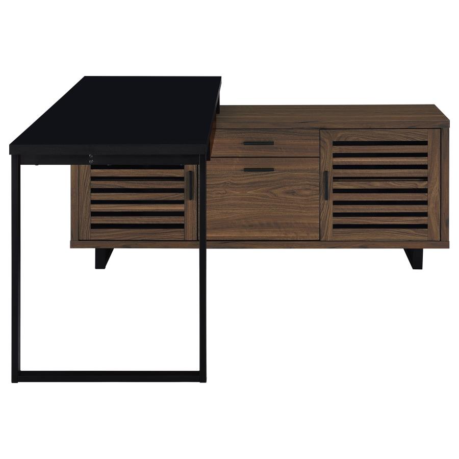 Maddox 60-inch L-Shape Office Computer Desk Black and Walnut view 10