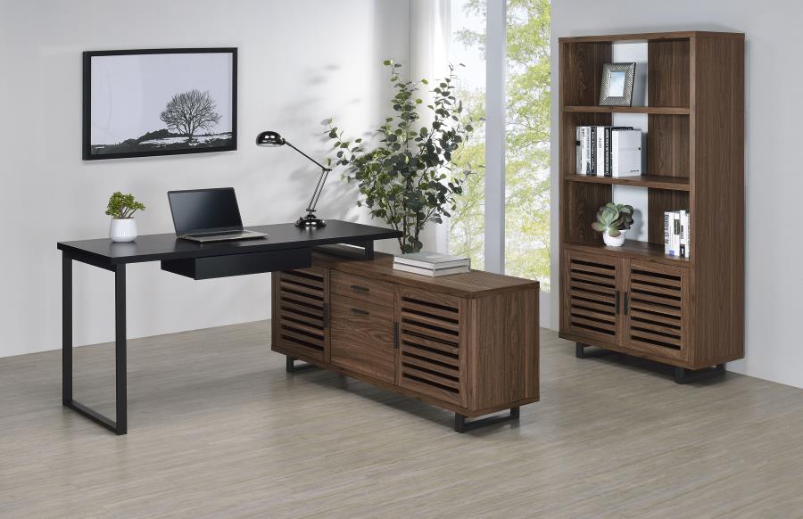 Maddox 60-inch L-Shape Office Computer Desk Black and Walnut view 13