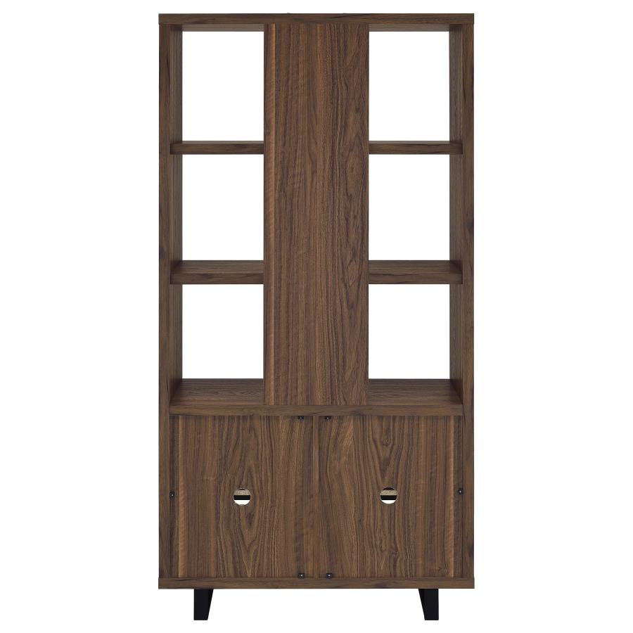 Maddox 71-inch 3-shelf Cabinet Bookcase Walnut view 8