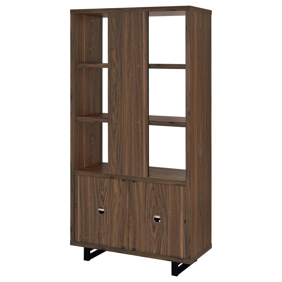 Maddox 71-inch 3-shelf Cabinet Bookcase Walnut view 9