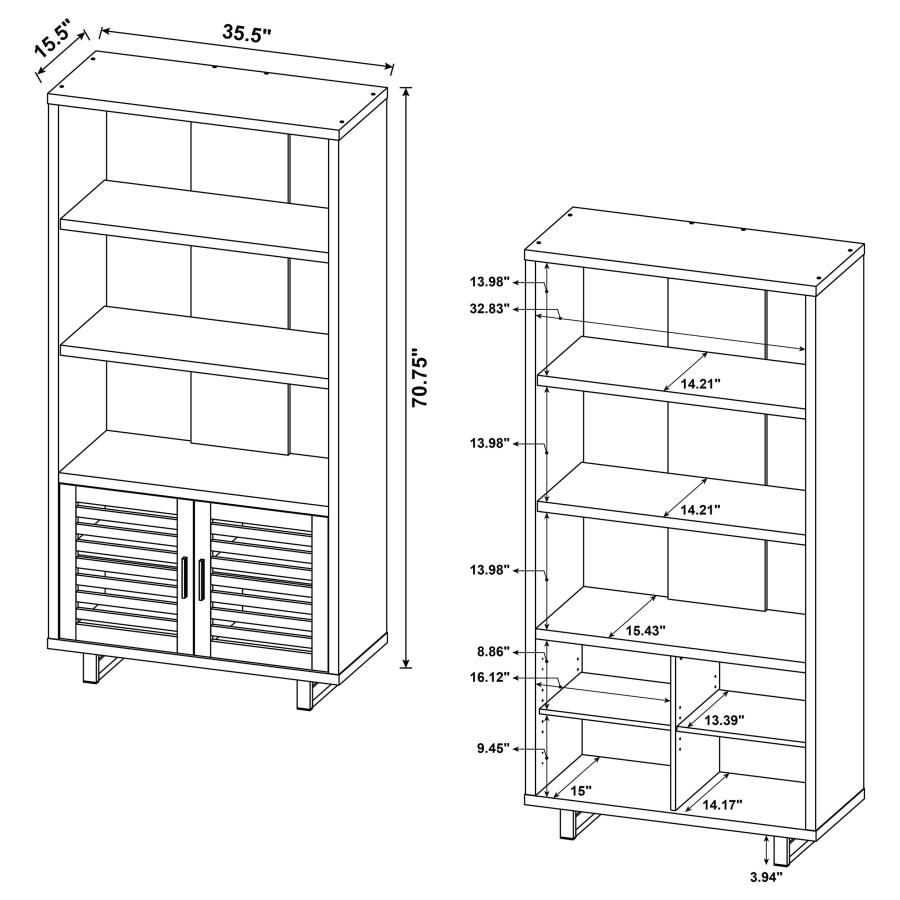 Maddox 71-inch 3-shelf Cabinet Bookcase Walnut view 12