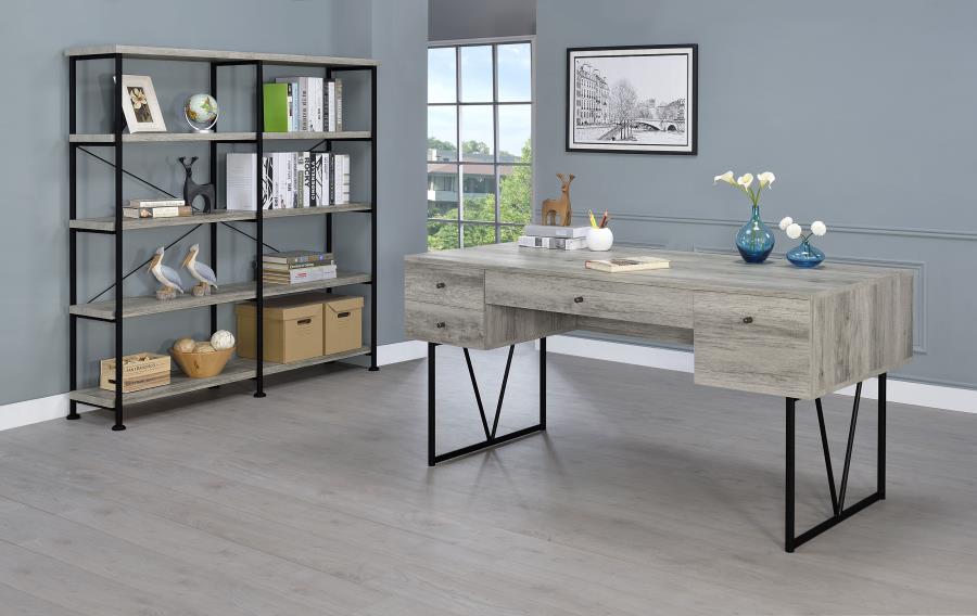 Analiese 63-inch 4-drawer Writing Desk Grey Driftwood view 11
