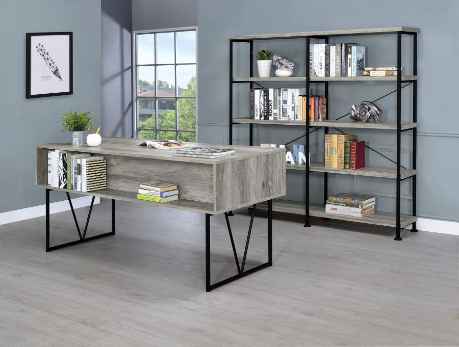 Analiese 63-inch 4-drawer Writing Desk Grey Driftwood view 12