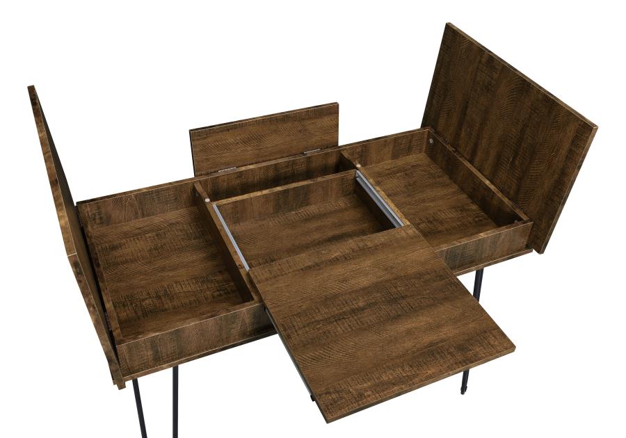 Sheeran 47-inch Writing Desk with Storage Rustic Amber view 11