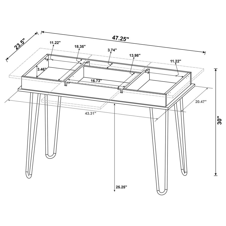 Sheeran 47-inch Writing Desk with Storage Rustic Amber view 14