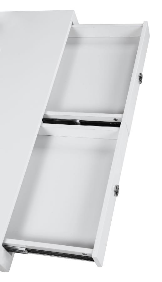 Gemma 48-inch 2-drawer Writing Desk White High Gloss view 9