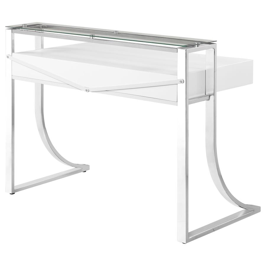 Gemma 48-inch 2-drawer Writing Desk White High Gloss view 8