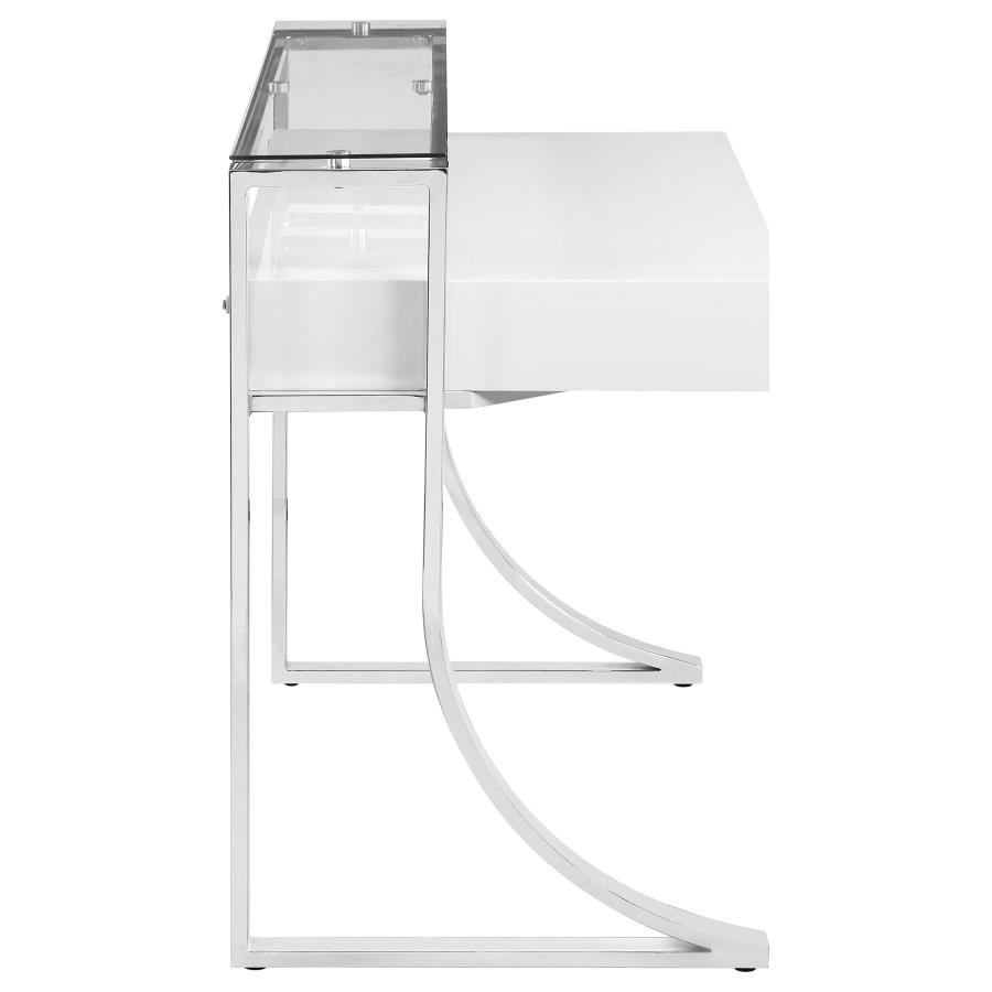 Gemma 48-inch 2-drawer Writing Desk White High Gloss view 9