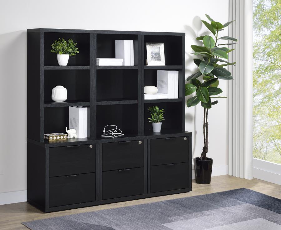 Westpark 3-shelf Bookcase USB and Lockable Drawer Black view 14