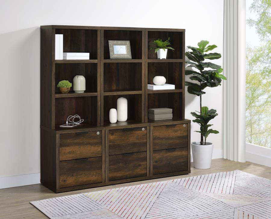 Westpark 3-shelf Bookcase USB and Lockable Drawer Dark Pine view 14