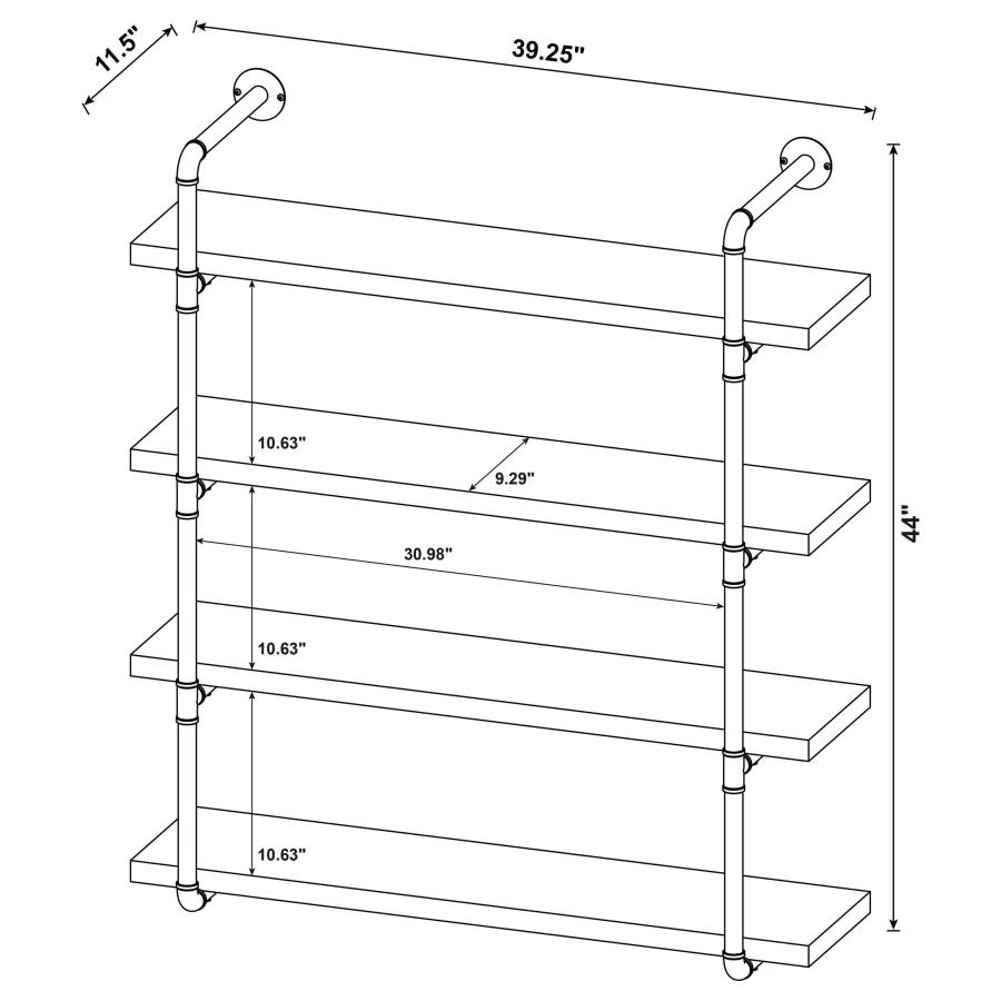 Elmcrest 39-inch 4-shelf Wall Bookshelf Rustic Oak view 8