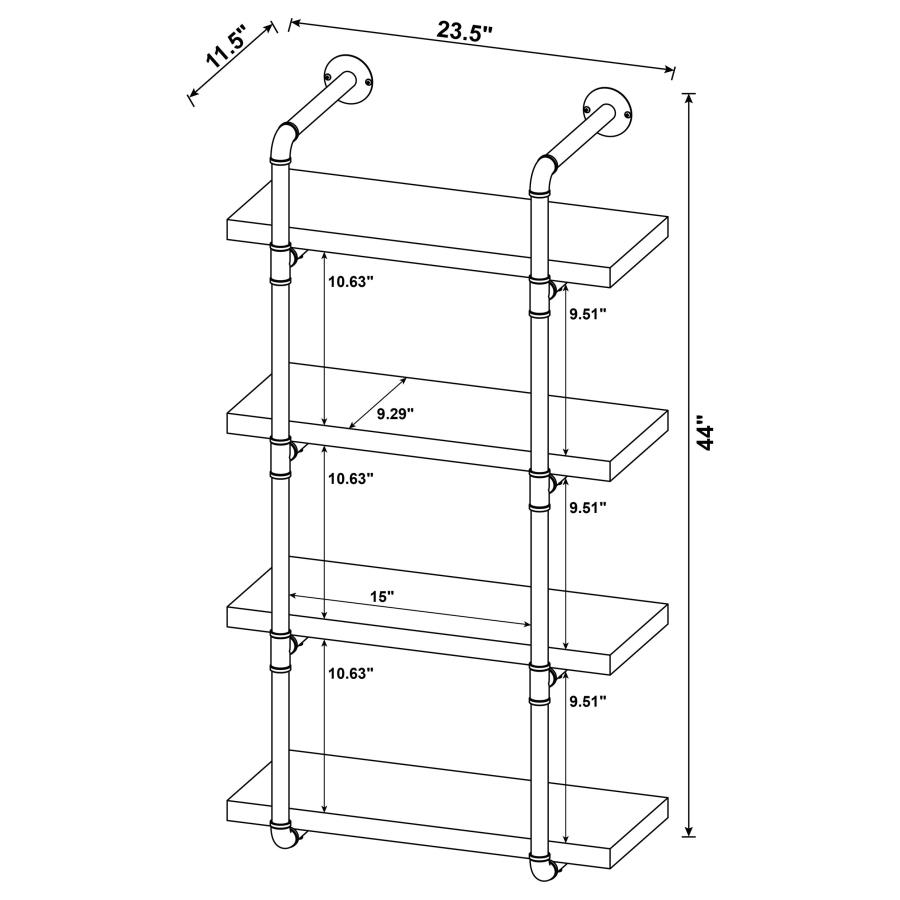 Elmcrest 24-inch 4-shelf Wall Bookshelf Rustic Oak view 11