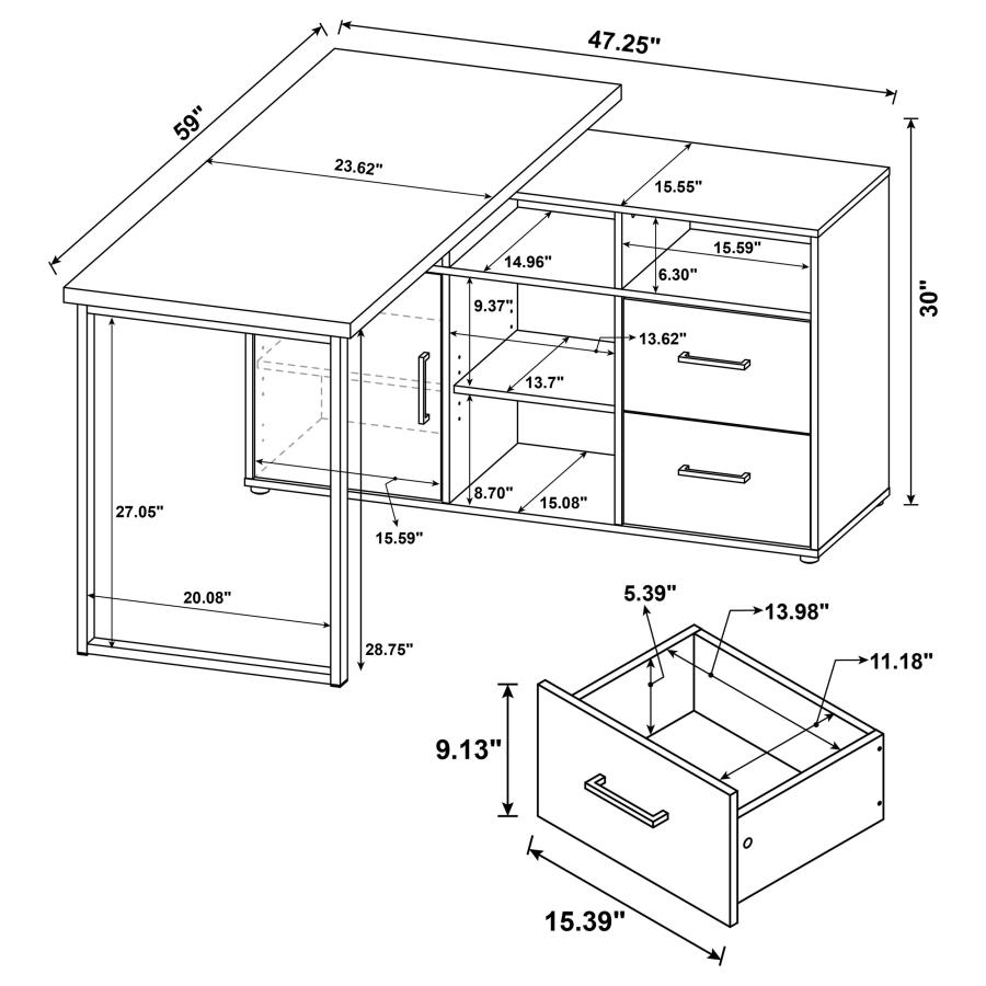Hertford 59-inch L-Shape Computer Desk Grey Driftwood view 15