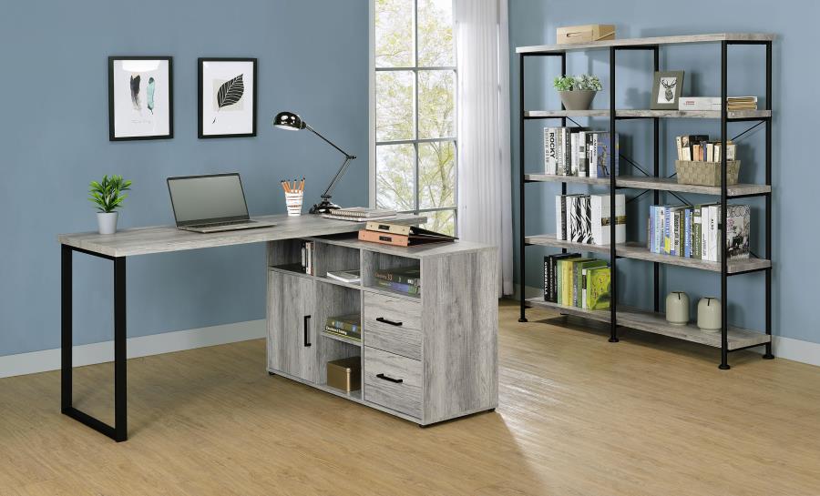 Hertford 59-inch L-Shape Computer Desk Grey Driftwood view 16