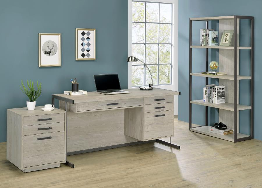 Loomis 3-drawer Home Office File Cabinet Whitewashed Grey view 13
