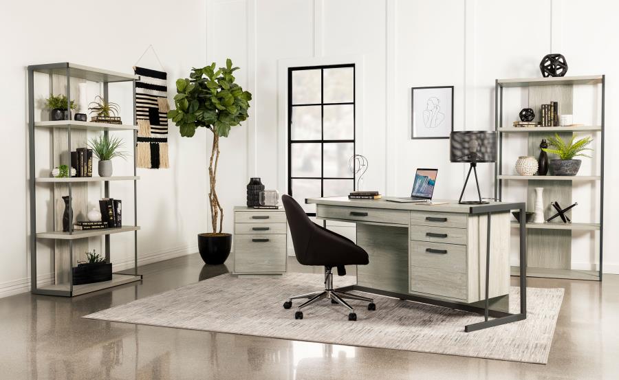 Loomis 3-drawer Home Office File Cabinet Whitewashed Grey view 15