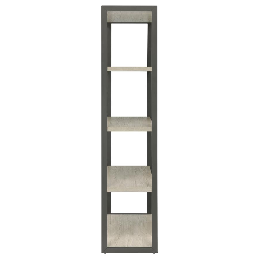 Loomis 72-inch 4-shelf Bookshelf Whitewashed Grey view 9