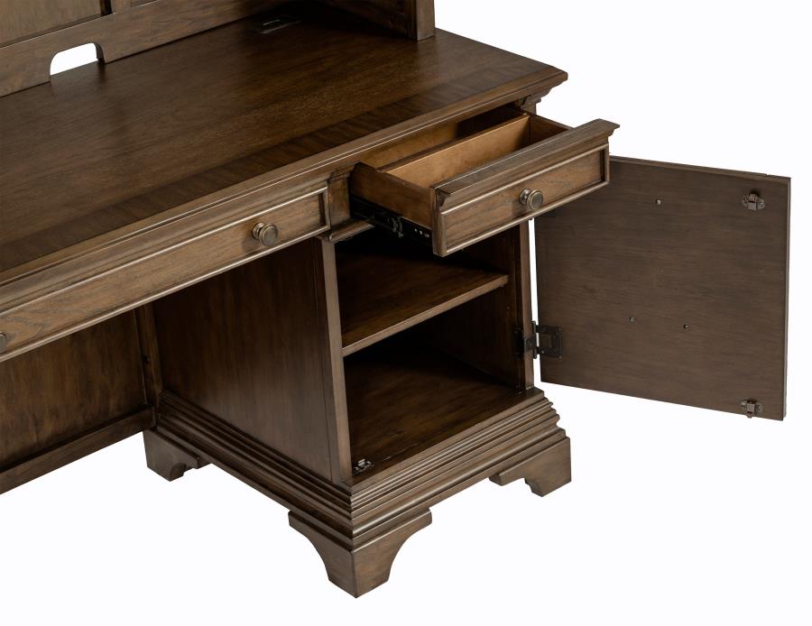 Hartshill 66-inch 5-drawer Credenza Office Desk Burnish Oak view 13
