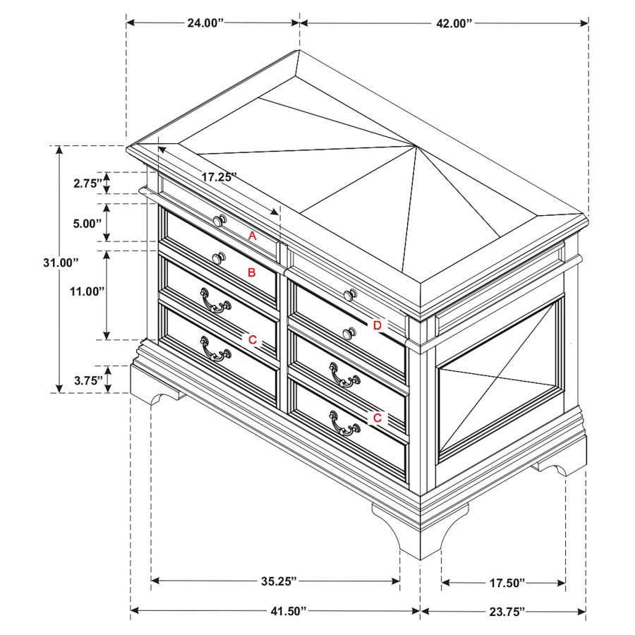 Hartshill 5-drawer Home Office File Cabinet Burnished Oak view 9