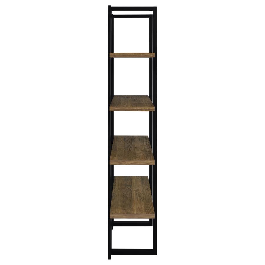 Danbrook 71-inch 4-shelf Bookshelf Black and Aged Walnut view 9