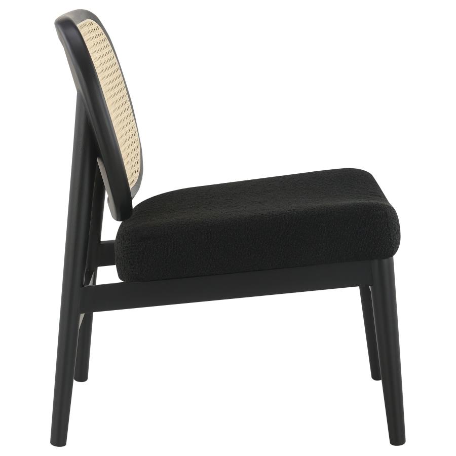 Rayo Rattan Cane Back Accent Chair with Padded Seat Black view 8