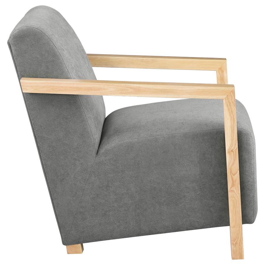 Diego Upholstered Accent Arm Chair with Wood Arms Grey view 8