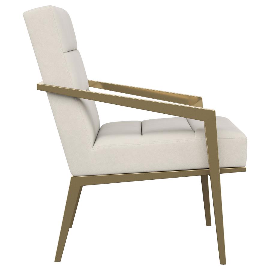 Kirra Upholstered Metal Arm Accent Chair Cream view 9