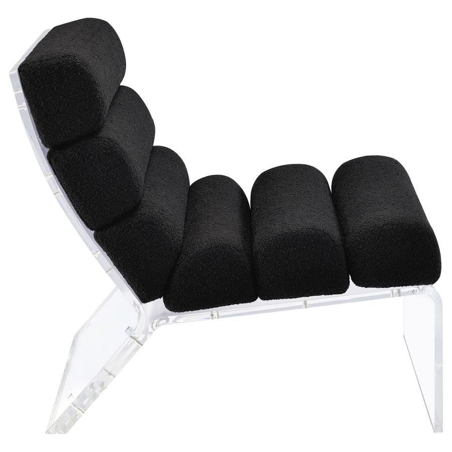 Serreta Boucle Upholstered Armless Acrylic Chair Black view 9