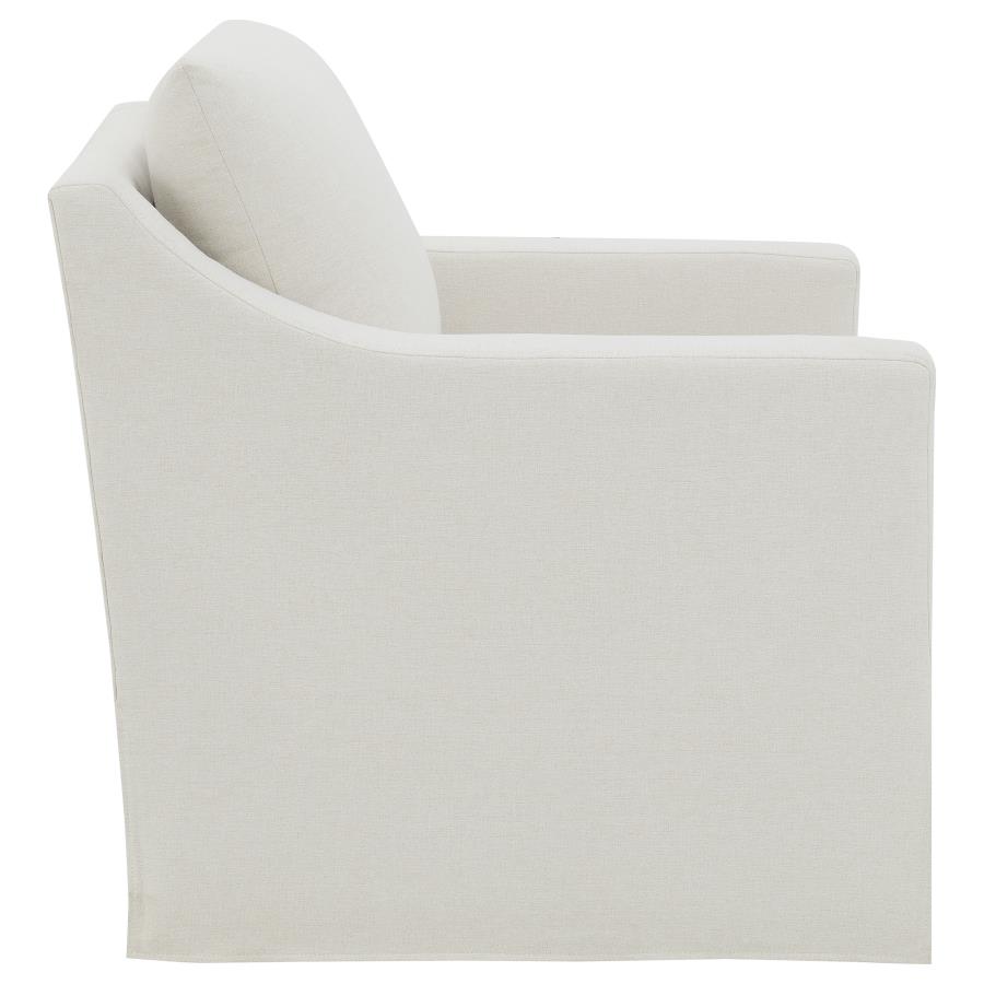 Winter Upholstered Sloped Arm Accent Swivel Chair Beige view 8