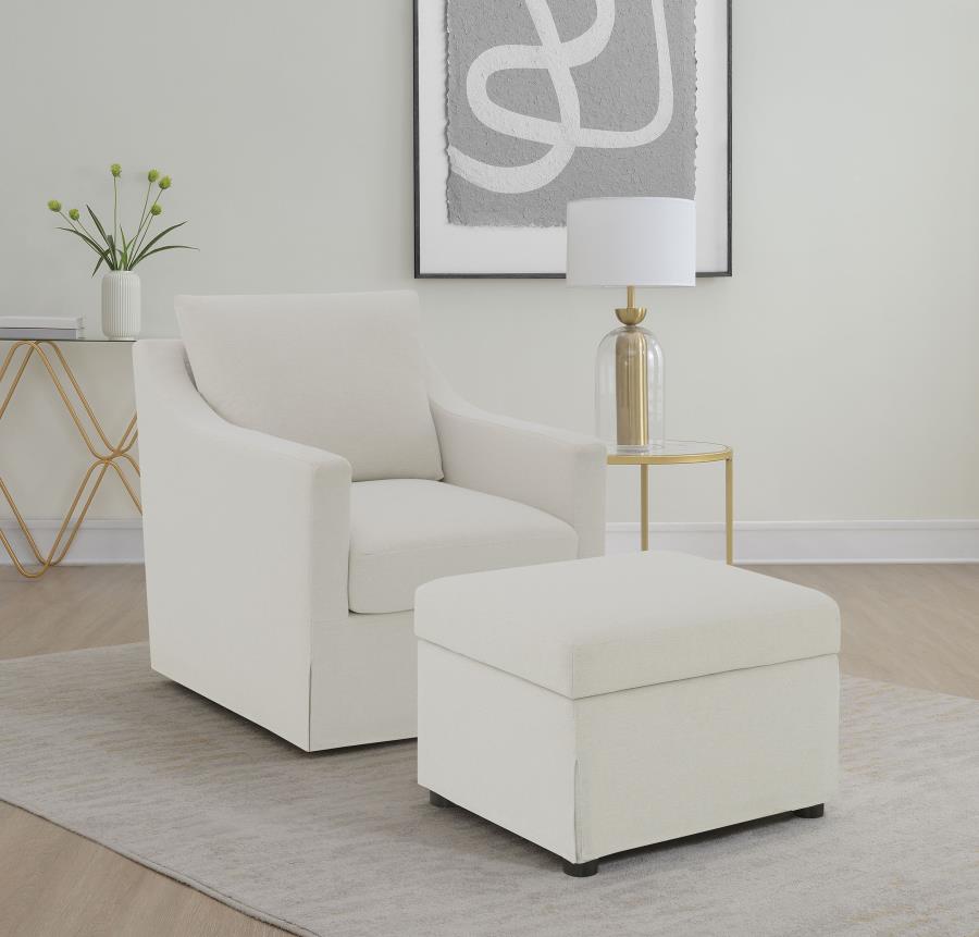 Winter Upholstered Sloped Arm Accent Swivel Chair Beige view 12