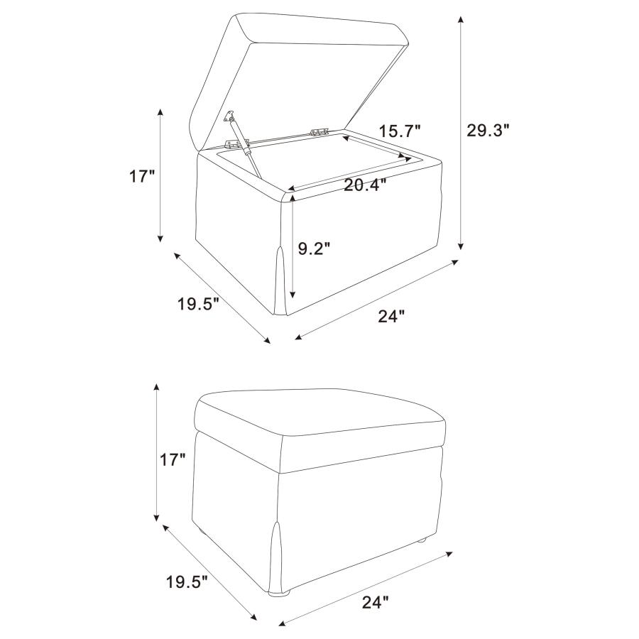 Winter Upholstered Hydraulic Lift Top Storage Ottoman Beige view 11