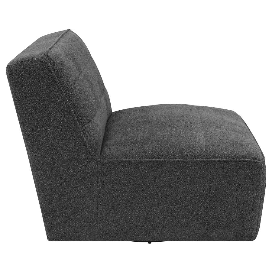 Cobie Upholstered Armless Swivel Chair Dark Charcoal view 8