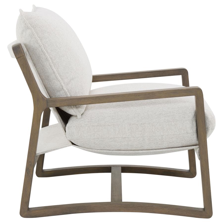 Geneva Boucle Upholstered Wood Arm Accent Chair Sand view 8