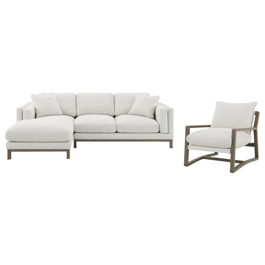 Geneva Boucle Upholstered Wood Arm Accent Chair Sand view 9
