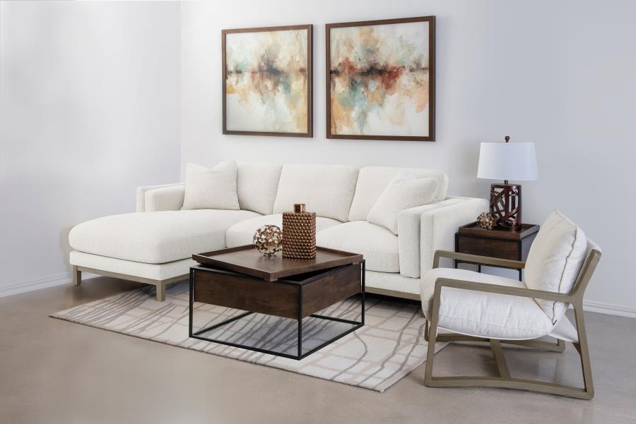 Geneva Boucle Upholstered Wood Arm Accent Chair Sand view 12
