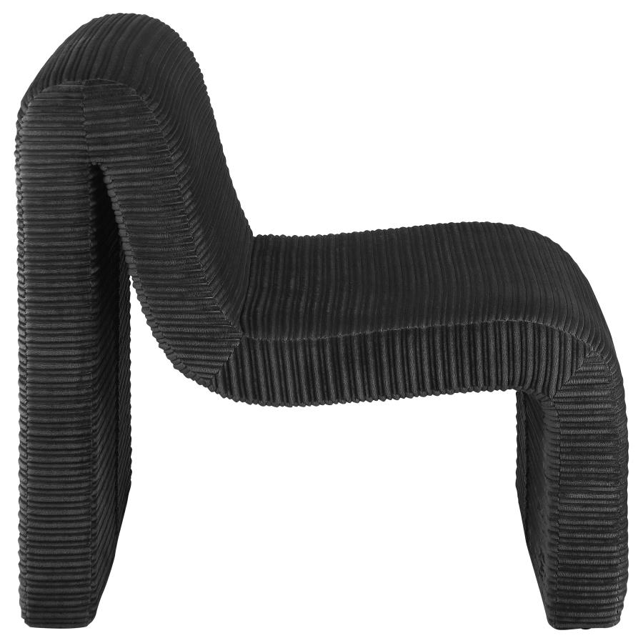 Drayton Upholstered Curved Armless Accent Chair Black view 8