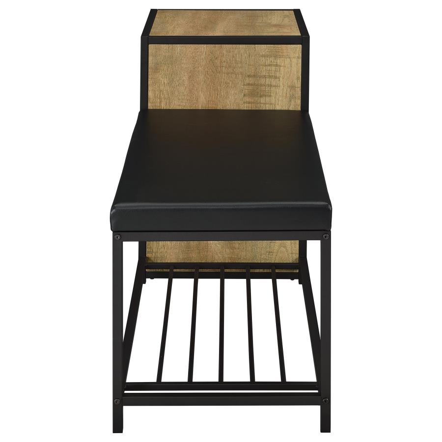 Martino Shoe Storage Entryway Bench with Cabinet Mango and Black view 8