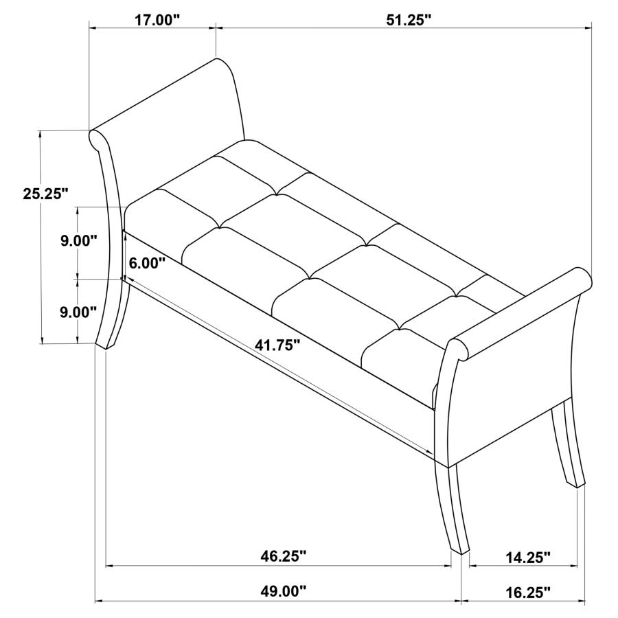 Farrah Velvet Upholstered Rolled Arm Storage Bench Silver view 11