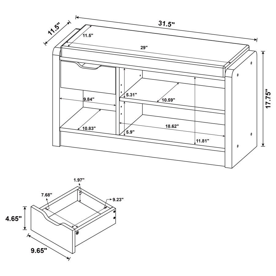 Arrington Storage Bench White Oak view 8