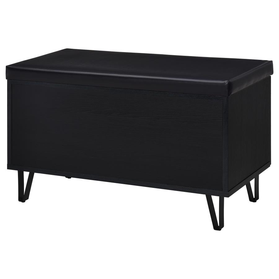 Brixton 2-door Padded Entryway Shoe Storage Bench Black view 8