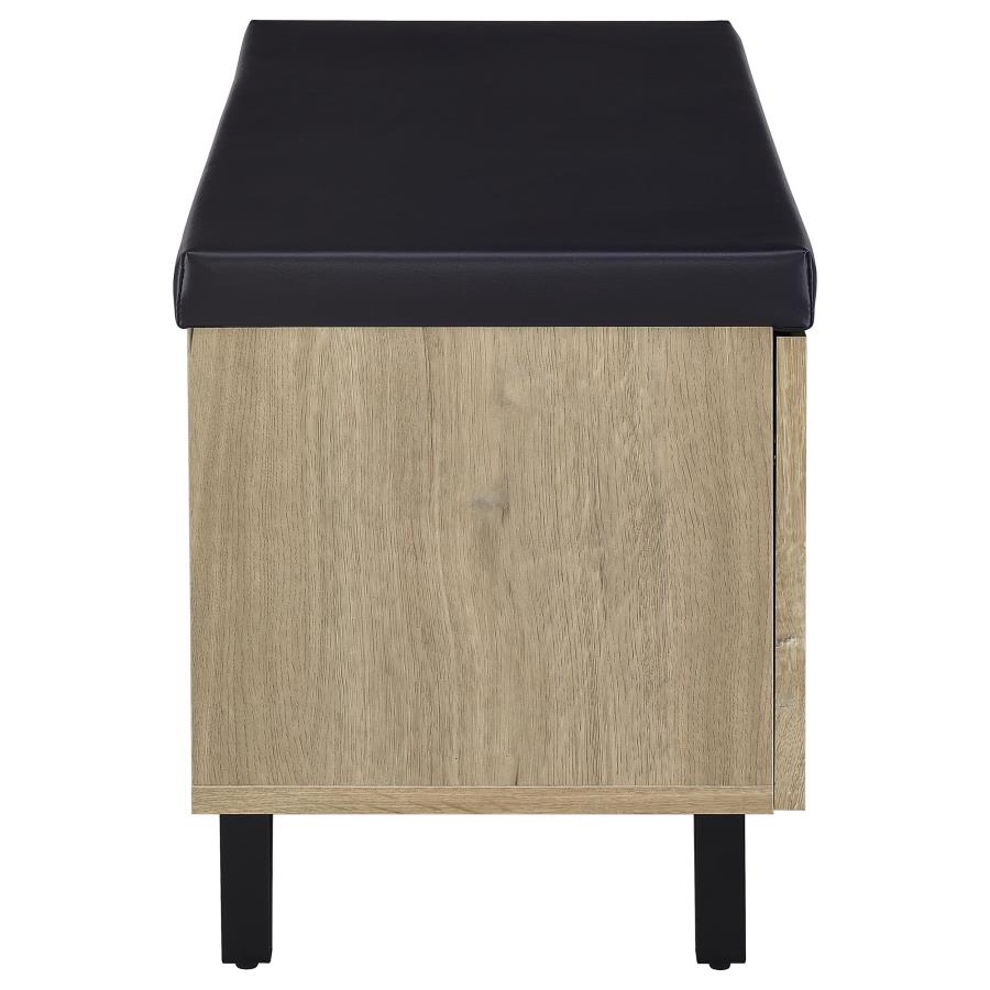 Brixton 2-door Padded Entryway Shoe Storage Bench White Oak view 9