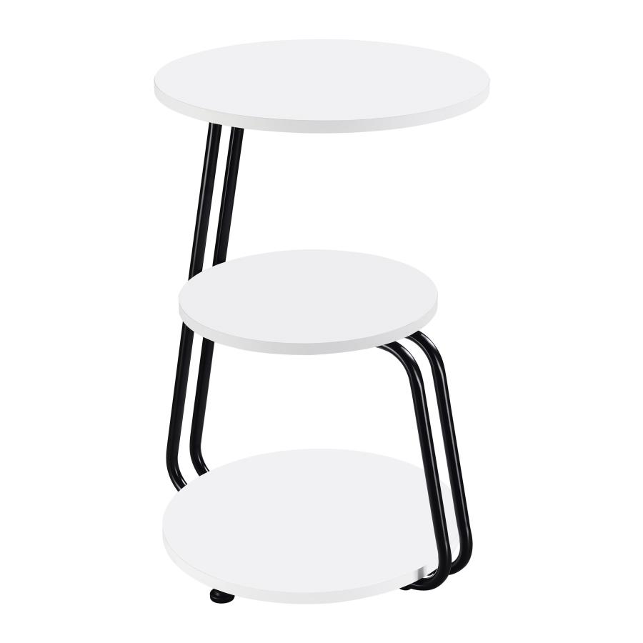 Hilly 3-tier Round Accent Side Table White and Black view 8